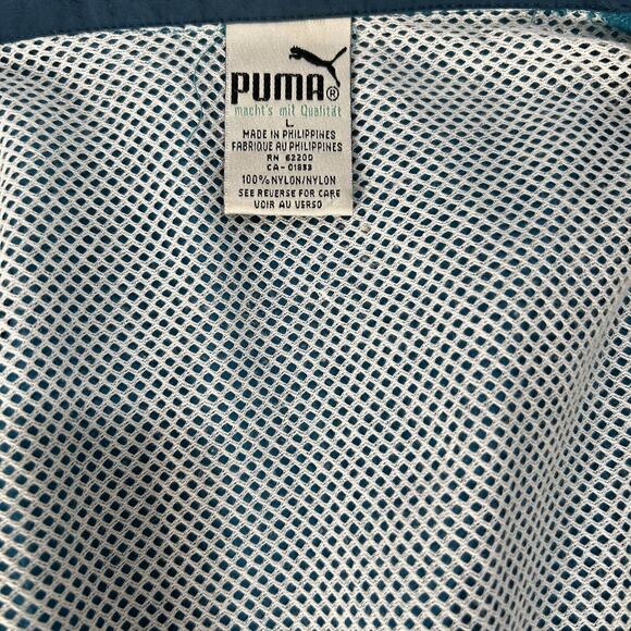 VTG Y2K Puma Tracksuit Womens Nylon Jacket Pant Set L Blue Retro Zip Up Hip Hop - Picture 7 of 16